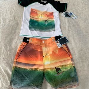 Andy & Evan boys sz 8 swim trunks/rash guard